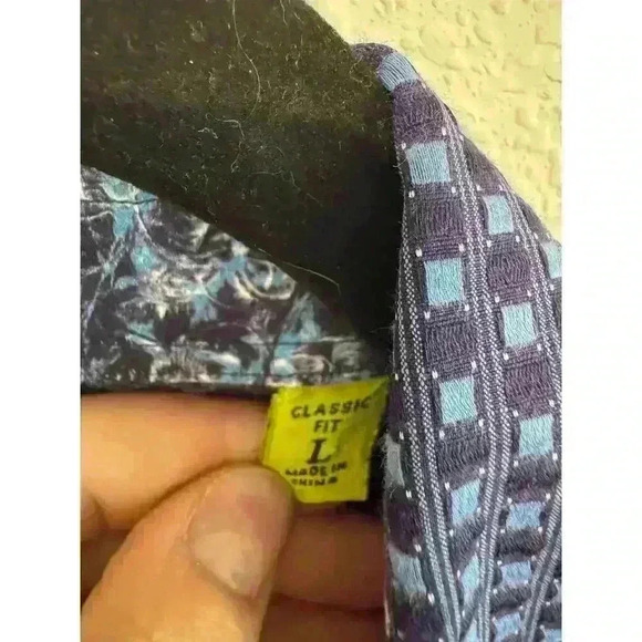 ROBERT GRAHAM Mens Dress Shirt BLUE Plaid Classic Fit Size L - Picture 5 of 7